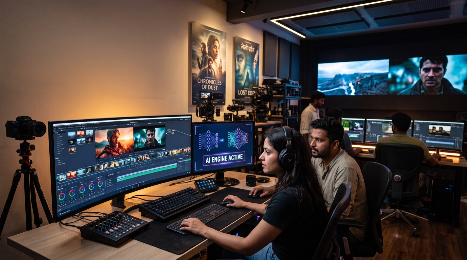 A Cine Studio edit suite with the AI engine active